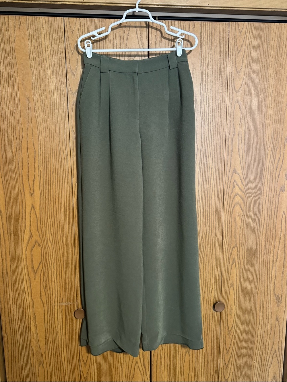 Express Luxe Comfort Olive Green Wide-Leg Trousers- long size!